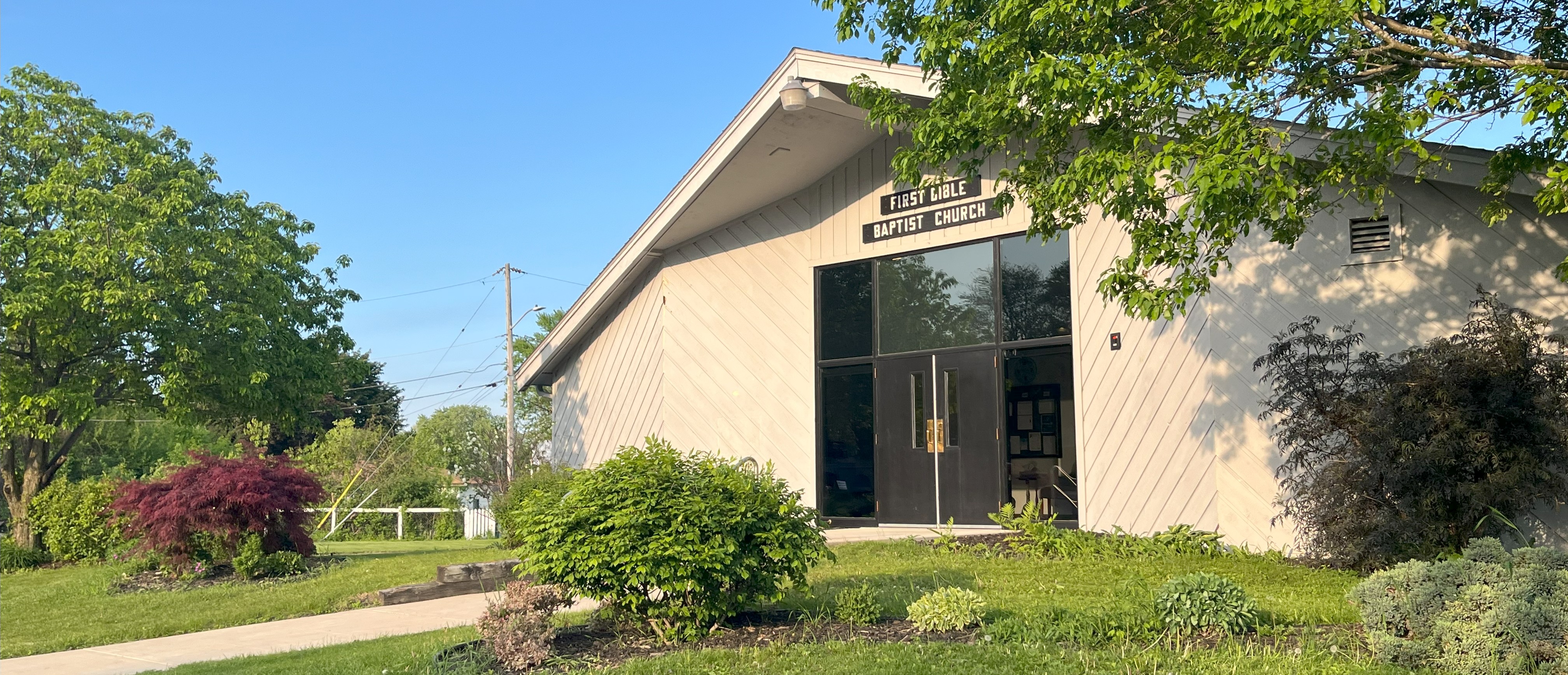 Front view of church